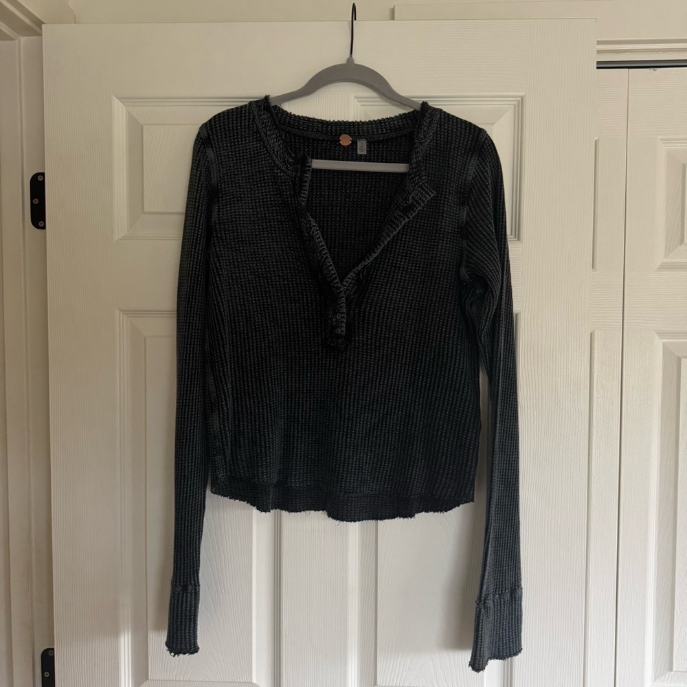 Free People Black Long Sleeve Women's Top